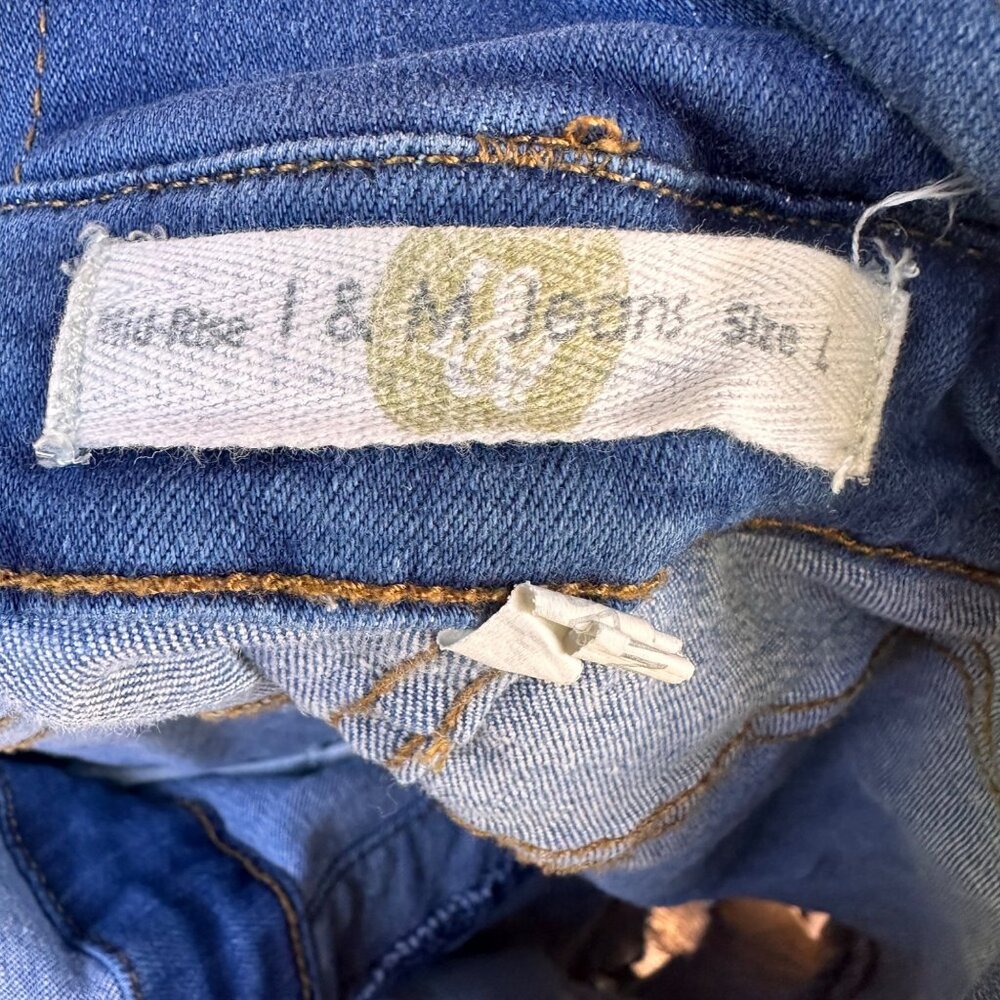 I & M Jeans Denim Overalls Shorts Cuffed Jean Shorts Size L - Picture 2 of 10
